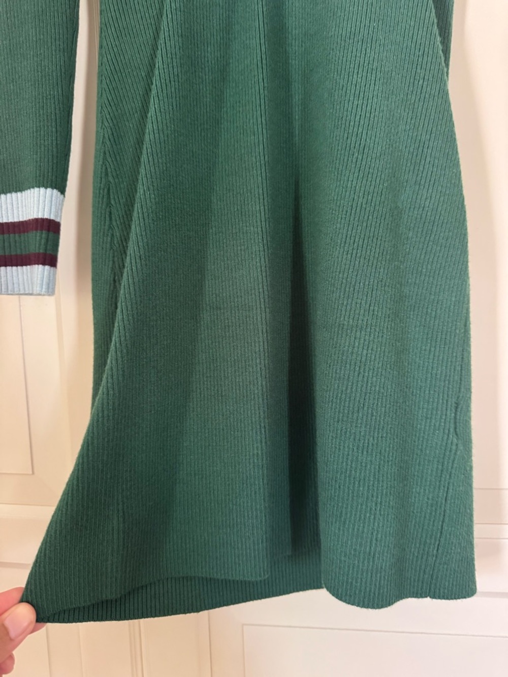 Green Ribbed Knit Mini Dress - Picture 4 of 9